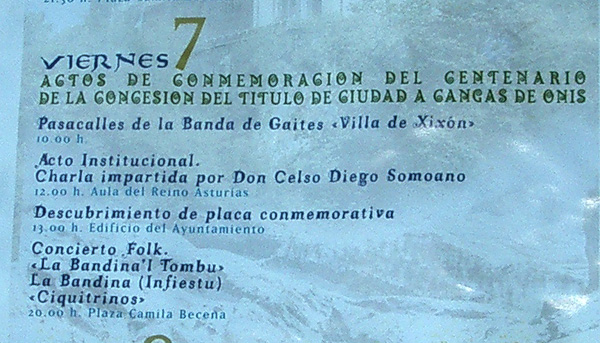 Centenario de la concesión del título de CIUDAD a CANGAS DE ONÍS
